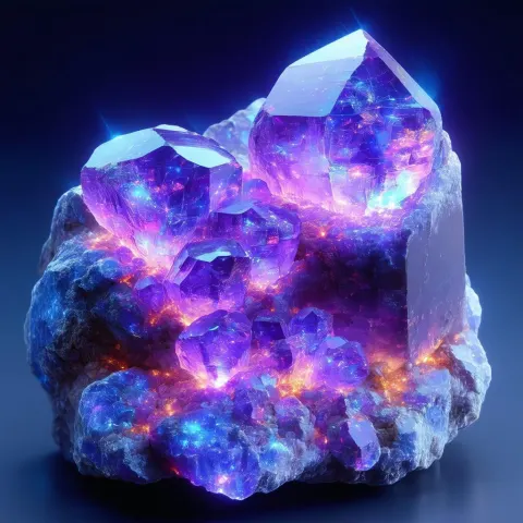 Glowing Tanzanite and Opal in Vaporwave Studio