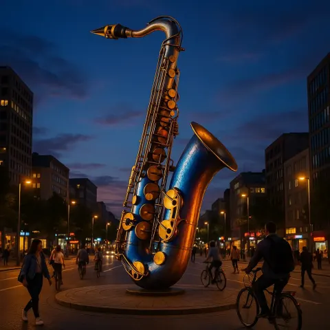 Colossal Saxophone Stands Tall as an Iconic Urban Landmark