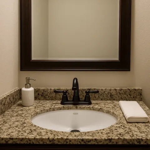 Granite Countertop Featuring a Porcelain Sink