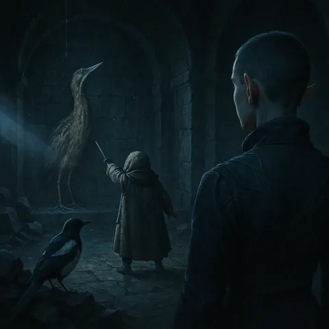 Diminutive Educator in a Heavy Post-apocalyptic Coat Gestures Emphatically