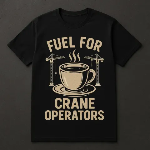 Black T-shirt Featuring a Coffee Cup Illustration