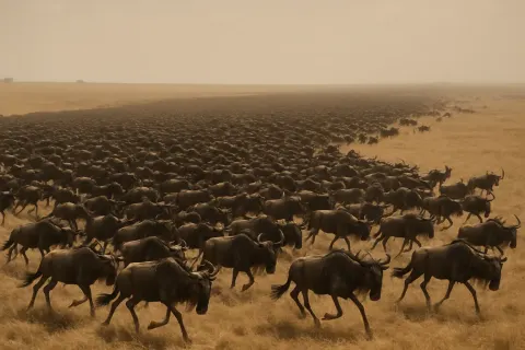 Massive Herd of Wildebeest