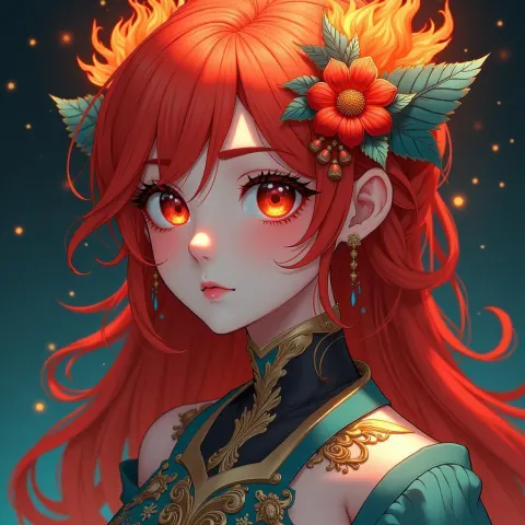 Goddess Hestia With Blazing Fire Hair