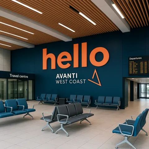 Modern Train Station Interior Featuring Avanti West Coast Branding