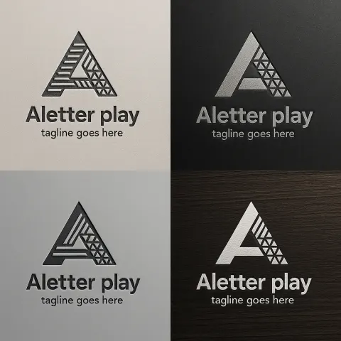 Series of Modern Logo Mockups Featuring a Triangular "A" Design
