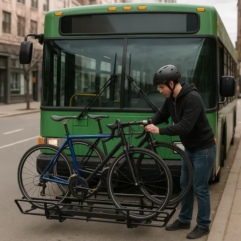 Person Secures Two Bicycles