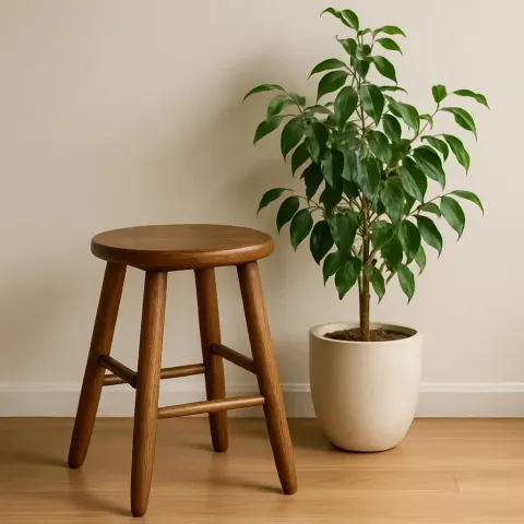 Ceramic Plant Pot and a Wooden Stool Captured