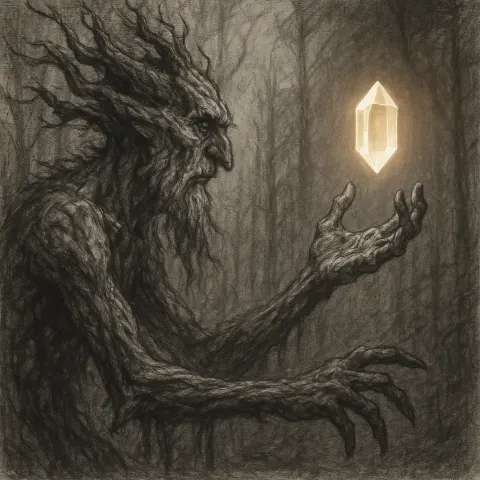 Hand-drawn Charcoal Depiction of a Mystical