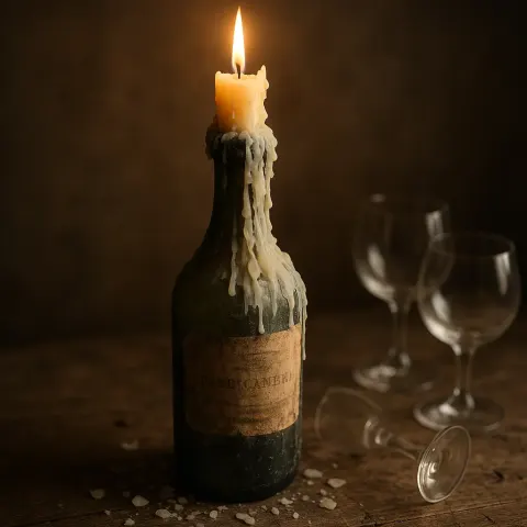 Aged Wine Bottle with a Curvaceous Neck and a Worn