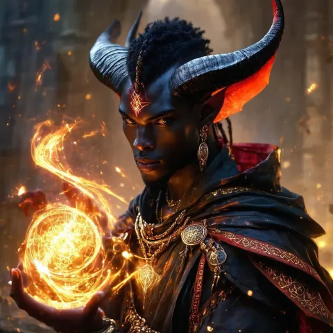 Tiefling Sorcerer Weaving Runic Magic