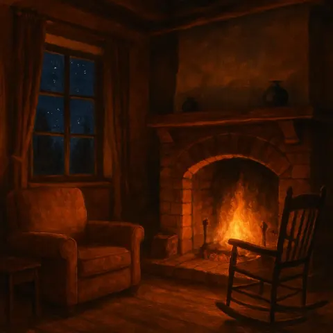 Flickering Light of the Hearth Bathed the Cozy Space