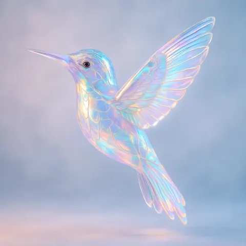 Envision a Hummingbird Sculpture Reimagined as a Radiant