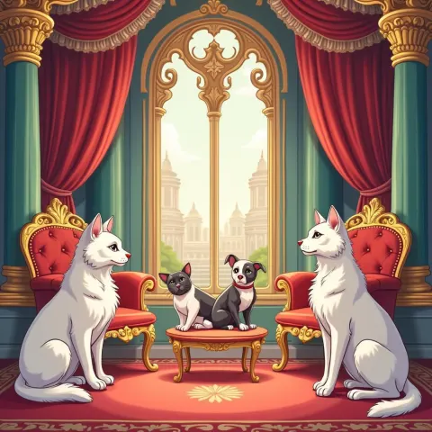 Regal Cats and Dogs in Palace Daycare