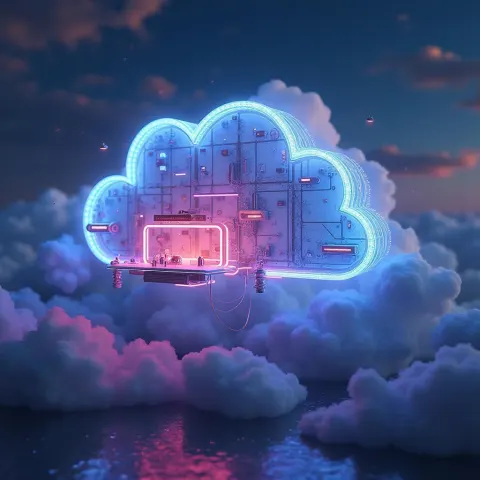 Neon Microservice Keynote in a Futuristic Cloud