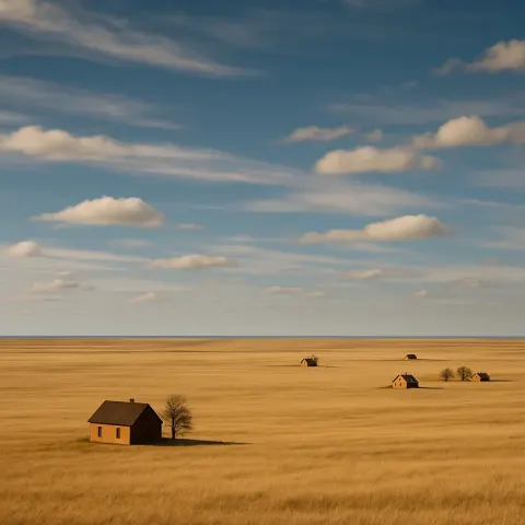 Sparse Scattering of Isolated Farmhouses Dots an Immense