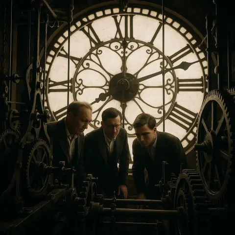 Interior View of a Large Clock Mechanism