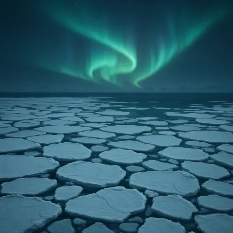 Vast Expanse of Fractured Ice Floes Drifts Slowly