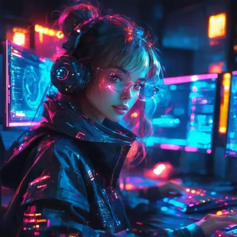 Cyberpunk Linux Assistant Aglow in Neon