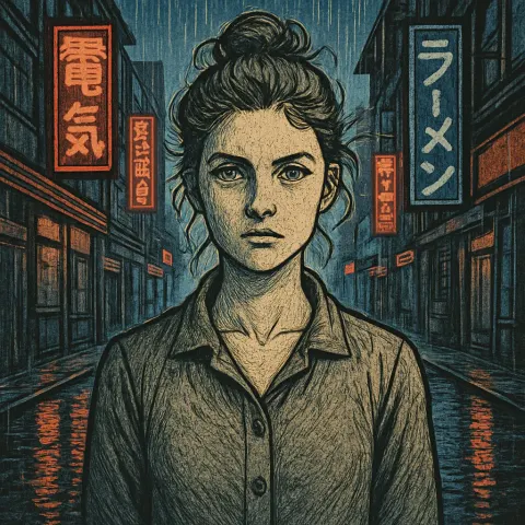 Young Adult with Stormy Grey-blue Eyes Conveying Quiet Determination