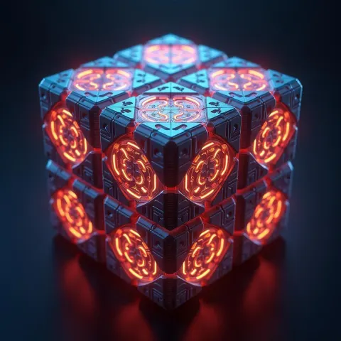 Sci Fi Puzzle Cube Product Render Poster