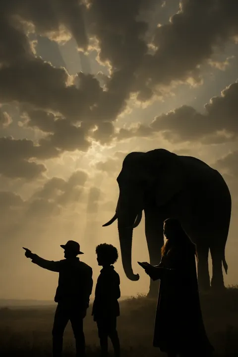Silhouetted Against a Dreamlike Expanse Where Crepuscular Rays Dramatically Break