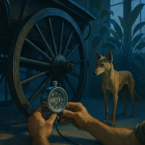 Brawny Everyman's Hands Secure a Chrome Odometer