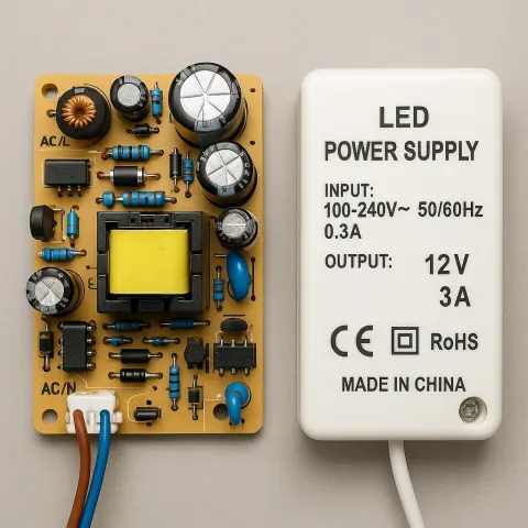 LED Power Supply Module with its Internal Electronic Circuit Board