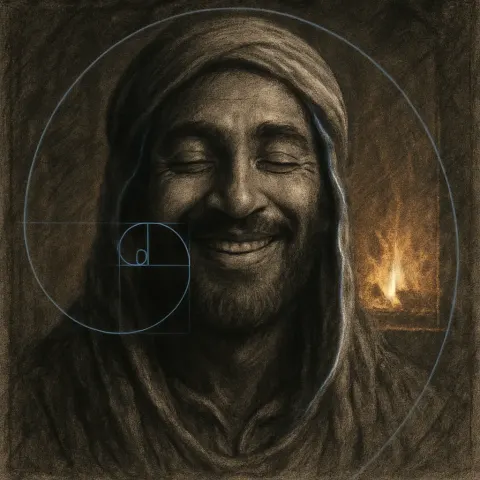 Charcoal-sketched Middle Eastern Person's Blissful