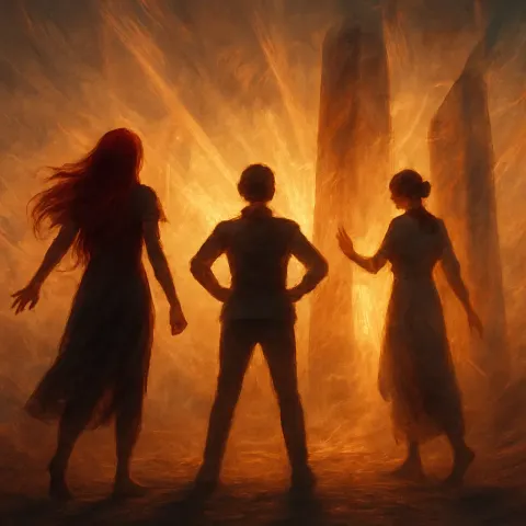 Three Figures—one Barefoot