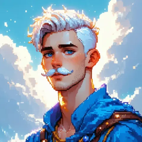 White Combover Hero in Retro Pixel Fantasy