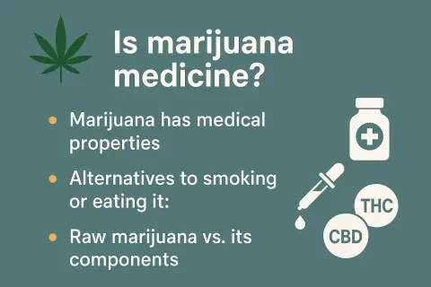 Presentation Slide with the Title "Is Marijuana Medicine?" Discussing Marijuana's
