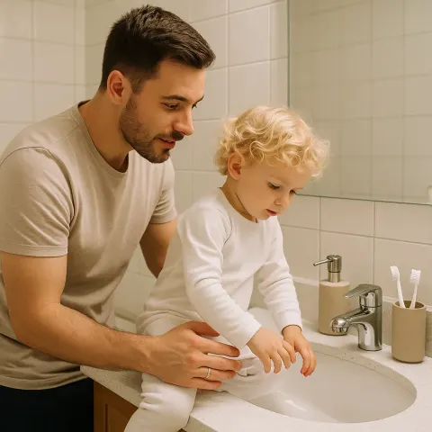 Man Helps a Child