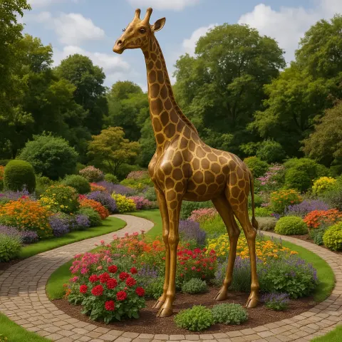 Life-sized Sculpture of a Giraffe Stands Elegantly