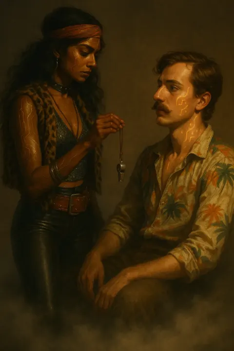 Graceful South Asian Champion in Striking 1970s Disco-bohemian-punk Fashion