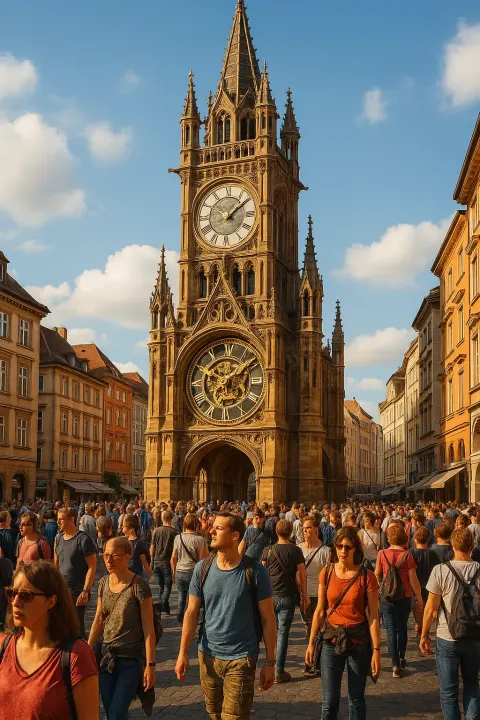 Compose a Visual of a Detailed Clock Tower