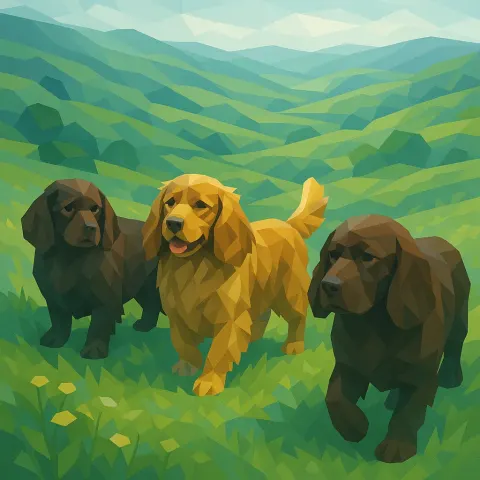 Three Distinct Sussex Spaniels