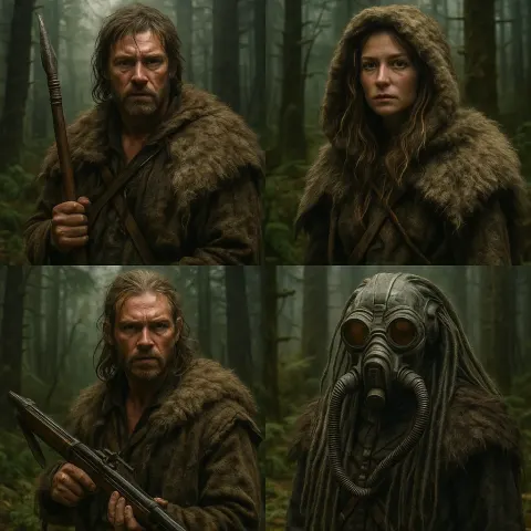 Compilation of Four Characters from "Battlefield Earth," Featuring a Rugged
