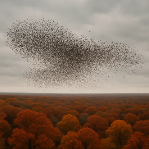Vast Flock of Thousands of Tiny Birds Wheels