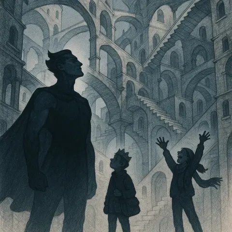 Regal Villain in a Sleeveless Top Gazes Skyward