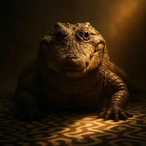 Deified Front-facing African Crocodile