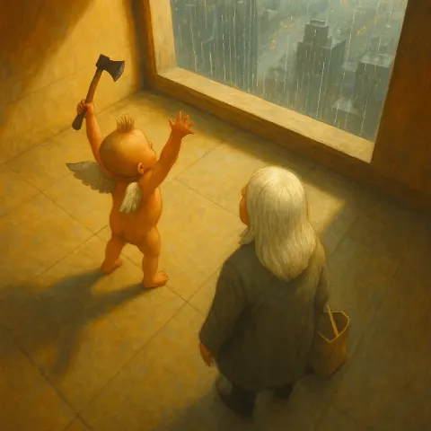 Scene Unfolds on an Expansive Floor Within a Room