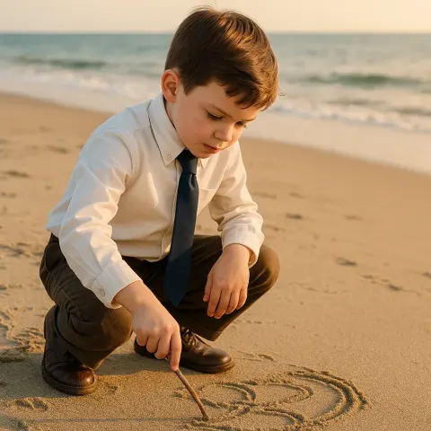 Young Boy Wearing a Dress Shirt