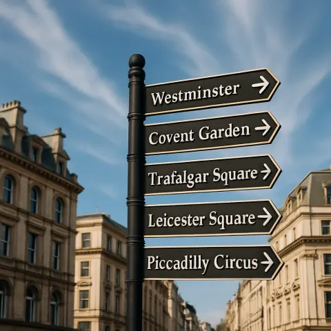 Street Sign with Directional Arrows Pointing to Various Locations