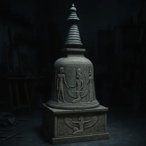 Single Stupa Featuring Egyptian Mythological Carvings