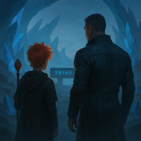Teenage Figure with Fiery Red Hair Gripping a Scepter
