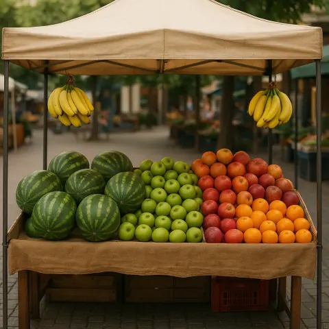 Local Market Stall Displaying Watermelons