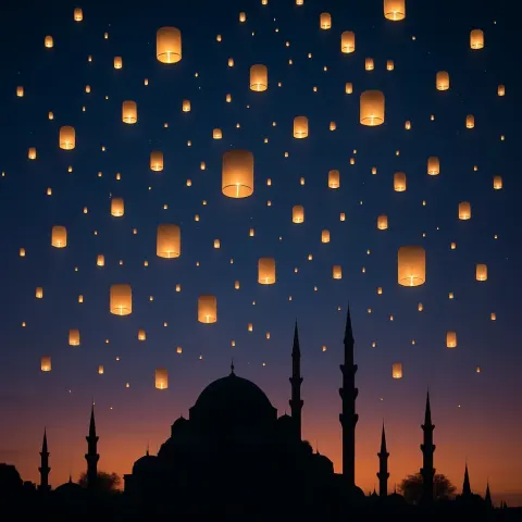 Innumerable Glowing Lanterns Drift Serenely Upwards