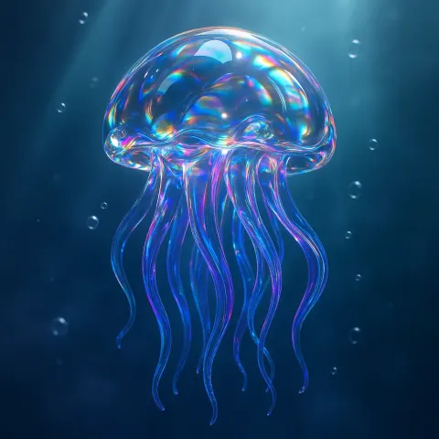 Enchanting Glass-like 3D Sculpture Resembling a Floating Jellyfish