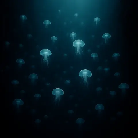 Vast Swarm of Luminous Jellyfish Drifts