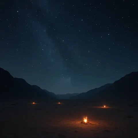 Sparse Scattering of Distant Campfires Glows Faintly Across an Immense